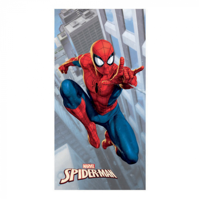 Prosop de plajă Spiderman City, Multicolor, 70x137 cm, 100% Poliester, Uscare rapida [1]