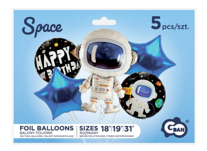 Space Astronaut Foil Balloon Set, 5 pieces, multicolor [3]