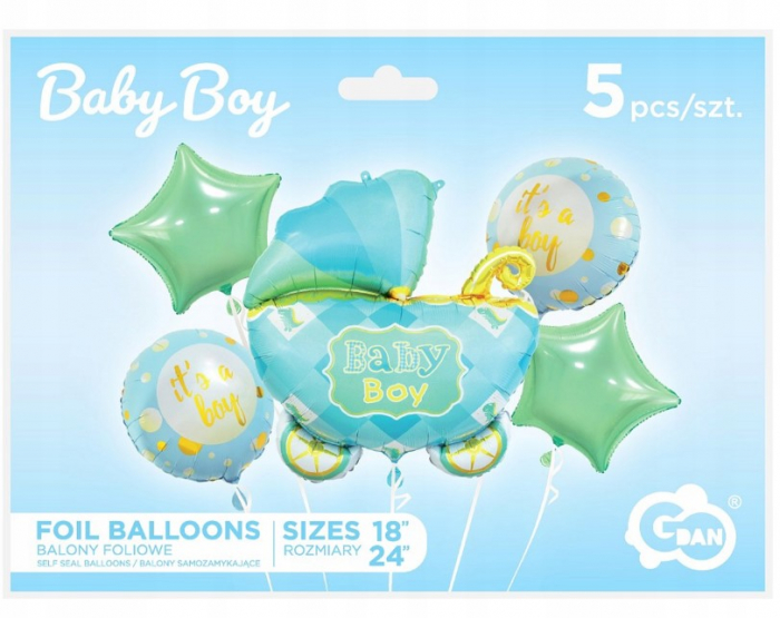 Set of foil balloons Baby Boy, 5 pieces, Multicolor [3]