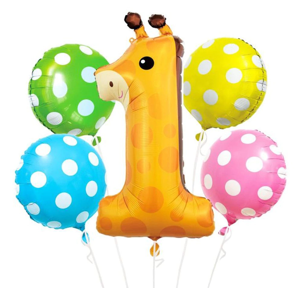 Giraffe balloon set, 1 year, 5 pieces, Multicolor [1]