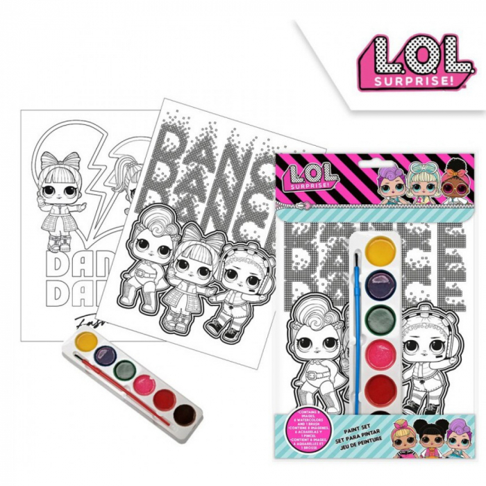 Set de colorat LOL Surprise cu aquarelle, pensula si planse, 20x29 cm [1]