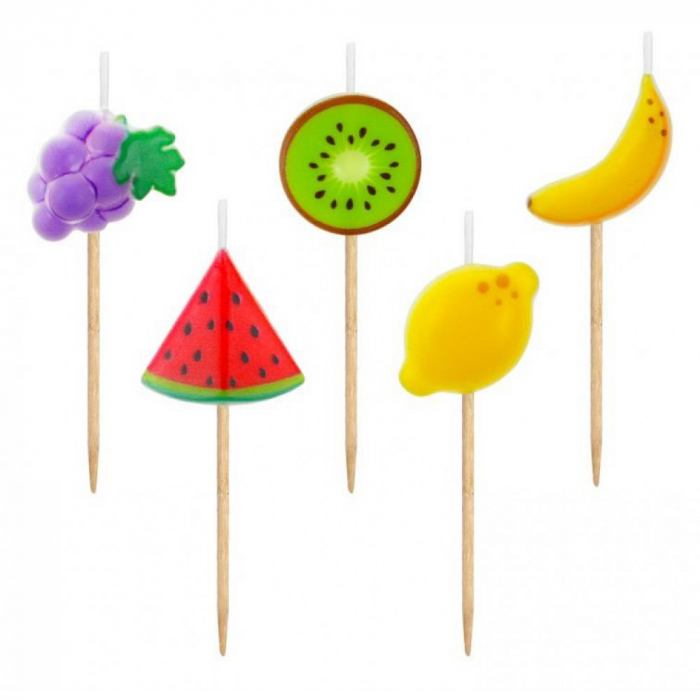 Lumânări pe Băț 7cm, în formă de  Fructe, 5 Bucati, Multicolor [1]