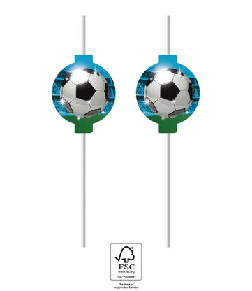 Straws - Paie de hartie Football Fans 4 buc