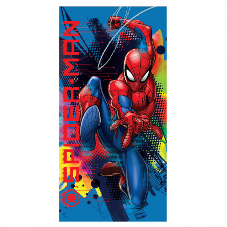 Soare, Joacă și vacanță - Prosop de plajă Spiderman Blue, Multicolor, 70x137 cm, 100% Poliester