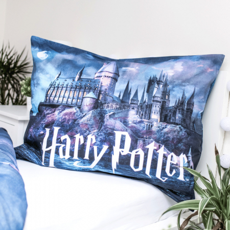 Lenjerie de pat Harry Potter Hogwarts, 2 Piese, 140x200 cm, 70×90 cm, 100% Bumbac, Fosforescent [3]