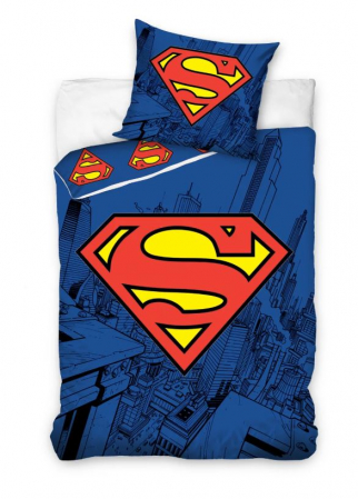 Duvet cover - Lenjerie de pat Superman, 2 Piese, 140×200 cm, 70×90 cm, 100% Bumbac