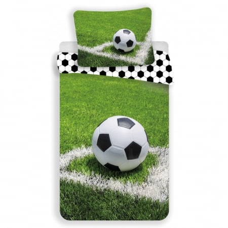 Duvet cover - Lenjerie de pat  Fotbal Corner, 2 Piese, 2 Fete, 140×200 cm, 70×90 cm, 100% Bumbac