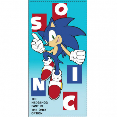 Soare, Joacă și vacanță - Prosop de plajă Sonic the Hedgehog  Multicolor,  70x140 cm, 100% Poliester, Uscare rapida