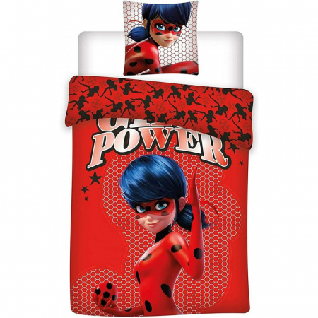 Duvet cover - Lenjerie de pat Miraculous Ladybug Girl Power, 2 Piese, 140x200 cm, 63×63 cm, 100% Microfibra