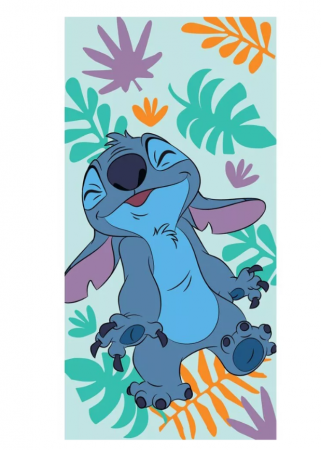 Soare, Joacă și vacanță - Prosop de plajă Disney Lilo și Stitch Fun, 70x140 cm, 100% Bumbac