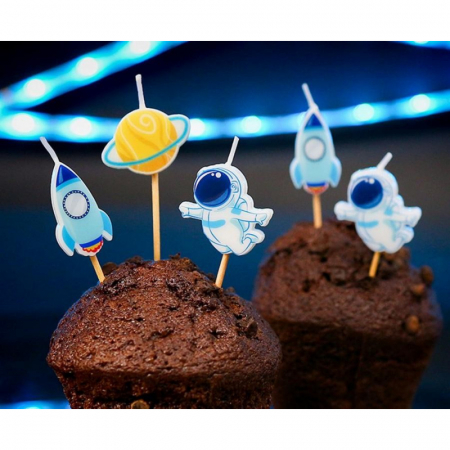 Lumânări pe Băț 7cm, în formă de Space Universe, 5 Bucati, Multicolor [2]