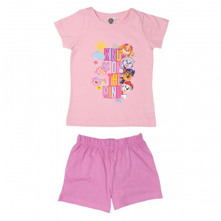 Pijama copii, cu maneca scurta, Paw Petrol 100% bumbac, Roz [3]