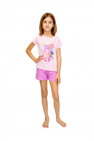 Pijama copii, cu maneca scurta, Paw Petrol 100% bumbac, Roz [4]
