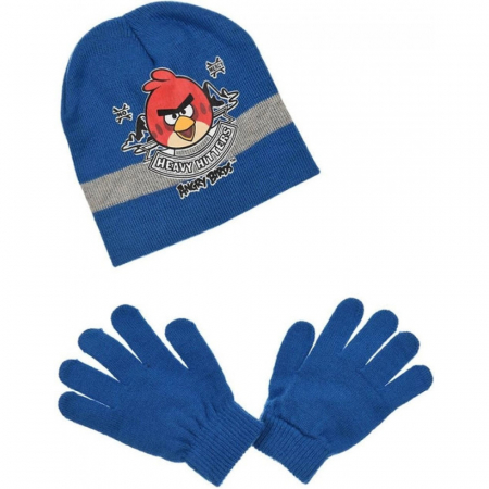 Accessories - Disney Angry Birds Beanie and Gloves Set, Blue, 100% Acrylic