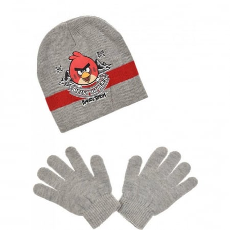 Accessories - Caciula cu manusi pentru copii Disney Angry Birds,100% acrylic, Gri