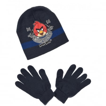 Accesorii DIsney - Caciula cu manusi pentru copii Disney Angry Birds,100% acrylic, Bleumarin