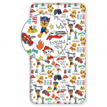 Bedroom - Cearceaf Paw patrol cu margini elastice, multicolor, 100% bumbac, 90x200 cm+25cm