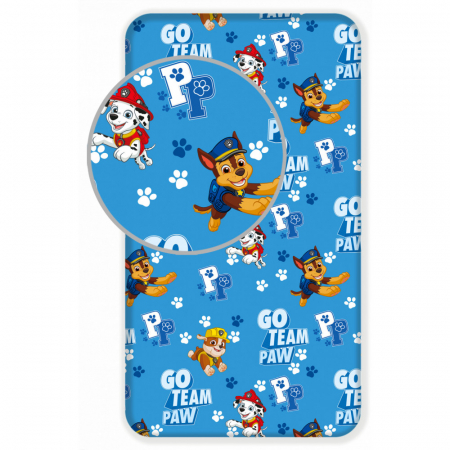 Bedroom - Cearceaf Paw patrol cu margini elastice, multicolor, 100% bumbac, 90x200 cm+25cm