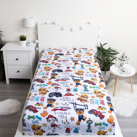 Cearceaf Paw patrol cu margini elastice, multicolor, 100% bumbac, 90x200 cm+25cm [1]