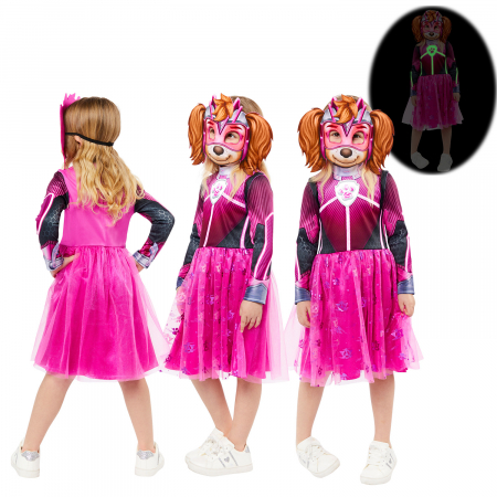 Costum 2 piese, Paw Patrol Skye Glow (Florescent), cu masca, Multicolor, 100% Poliester [4]