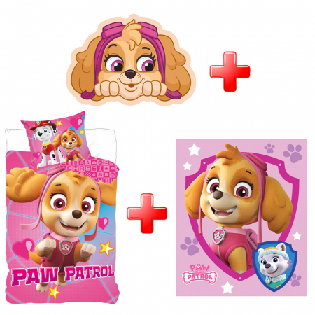 Bedroom - Set cuvertură de pat Paw Patrol,  cu cearceaf si perna  CADOU,100% Bumbac