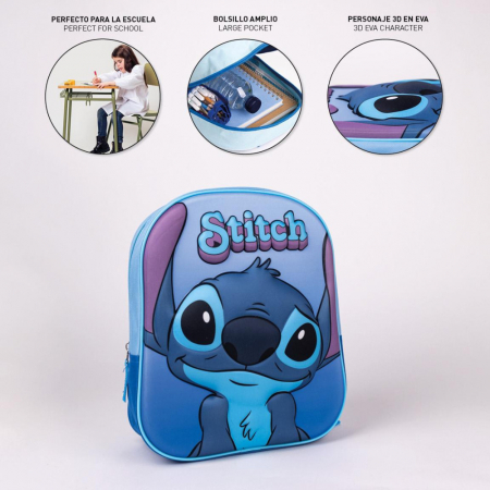 Ghiozdan Disney Lilo and Stitch 3D, Albastru, 31cm, 67% polyester + 33% EVA [4]