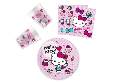 Decoration - Hello Kitty party set, 36 pieces, ECO cartoon, Multicolour