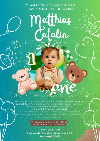 Invitații digitale - Invitatie tematica Teddy Bear