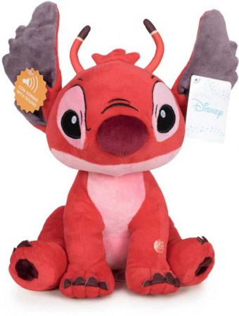 Plușuri - Animal de pluș Disney Stitch  Leroy, cu sunet, Portocaliu 30cm, 3+ ani