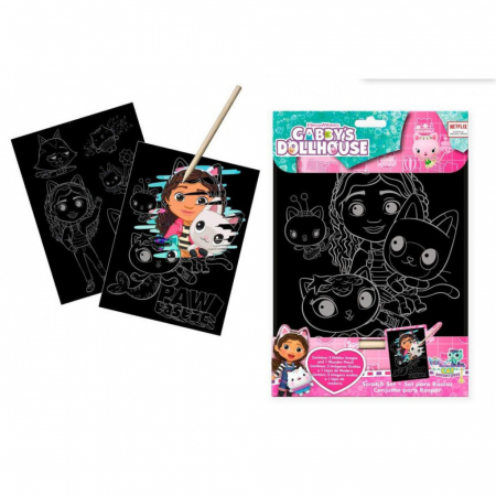 Colțul Artistic - Kit de zgârietură Gabby`s Dollhouse, 3 piese, +3 ani