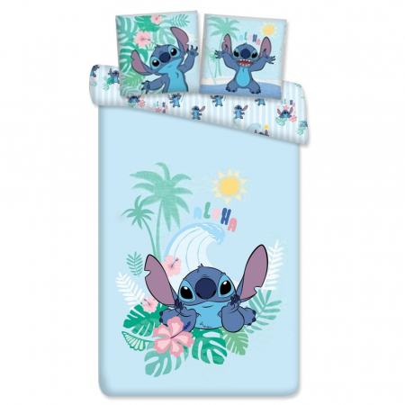 Duvet cover - Lenjerie de pat Disney Lilo and Stitch, 2 Piese, 140×200 cm, 70×90 cm,  52% Poliester + 48% Bumbac