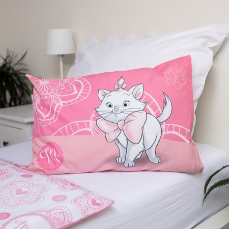 Lenjerie de pat Disney Pisicuta Marie Aristocat, 2 Piese, 100×135 cm, 40×60 cm, 100% Bumbac [1]