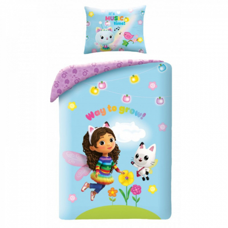 Duvet cover - Lenjerie de pat Gabby's Dollhouse,  2 Piese, 2 Fete, 140×200 cm, 70×90 cm, 100% Bumbac