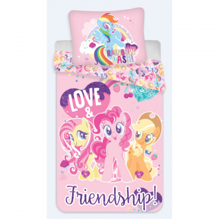 Duvet cover - Lenjerie de pat My Little Pony Friendship, 2 Fete, 2 Piese, 100×135 cm, 40×60 cm, 100% Bumbac