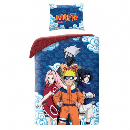 Duvet cover - Lenjerie de pat Naruto, 2 Fete, 2 Piese, 140×200 cm, 70×90 cm, 100% Bumbac, Multicolor