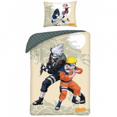 Duvet cover - Lenjerie de pat Naruto, 2 Fete, 2 Piese, 140×200 cm, 70×90 cm, 100% Bumbac, Multicolor