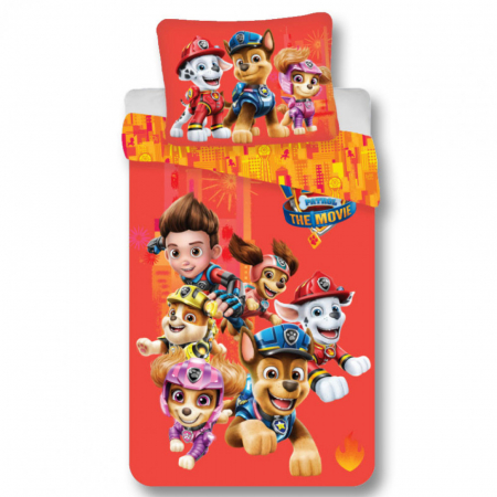 Duvet cover - Lenjerie de pat Paw Patrol in City, 2 Piese, 135×200cm, 80×80 cm, 100% Bumbac