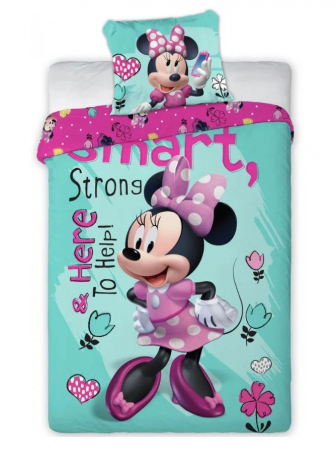 Duvet cover - Lenjerie de pat Disney Minnie, 2 Piese, 160×200 cm, 70×80 cm,100% Bumbac