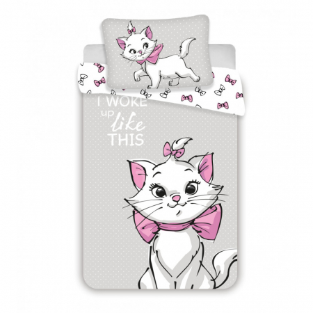 Duvet cover - Lenjerie de pat Disney Pisicuta Marie Aristocat, 2 Piese, 100×135 cm, 40×60 cm, 100% Bumbac