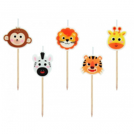 Cake decorations - Lumanări pe Băț 7cm, în Formă de Animalute, 5 Bucati, Multicolor