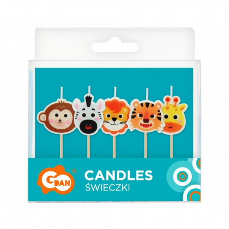 Lumanări pe Băț 7cm, în Formă de Animalute, 5 Bucati, Multicolor [1]