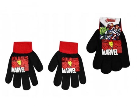 Accessories - Mănuși pentru copii  Marvel Advengers, 80% acril + 19% poliester + 1% elastan, Negru