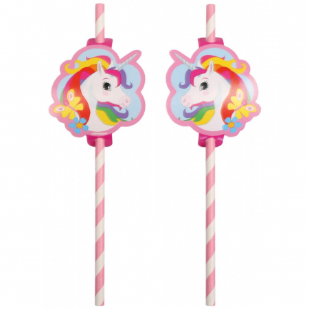Straws - Paie de hartie Unicorn 8 buc