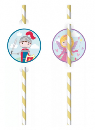Straws - Paie de hartie Princess & Knight 8 buc