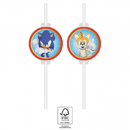 Straws - Paie de hârtie Sonic the Hedgehog Sega, 4 buc