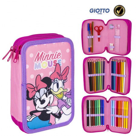 Școală si creativitate - Penar Disney Minnie 3 compartimente, 13x20x7 cm
