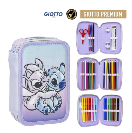 Școală si creativitate - Penar Lilo and Stitch Hawaii. 3 compartimente, 12,5x5,5x19,5cm, Multicolor