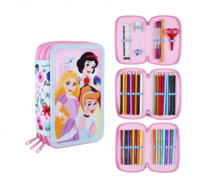 Școală si creativitate - Penar Disney Princess 3 compartimente,  12.5x19.5x6.5 cm