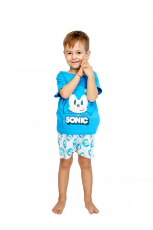 Pijama copii, cu maneca scurta, Sonic The Hedgehog 100% bumbac, Albastru inchis [2]