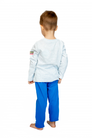 Pijama copii, cu maneca si pantalon lung, Sonic, 100% Bumbac, Gri/Albastru [1]